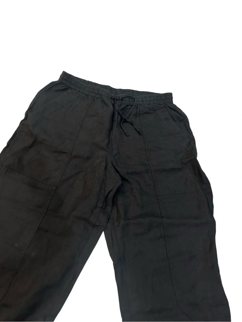 Banana Republic Black Linen Barrel Leg Pull On Pants NWT Medium
